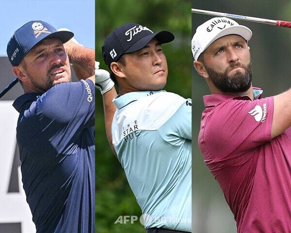 2026년 LIV 골프 시리즈 싱가포르 대회에 출전한 브라이슨 디섐보(미국), 이태훈(캐나다), 존 람(스페인). 사진제공=ⓒAFPBBNews = News1 (사진을 무단으로 사용하지 마십시오.)