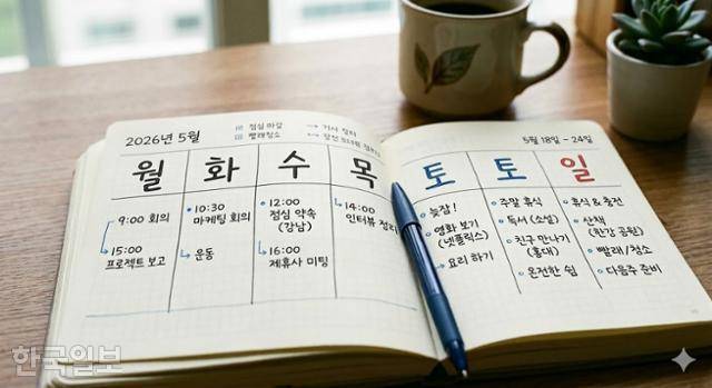 금요일도 주말처럼 쉬는 주 4일제 노동자의 가상 스케줄. 나노바나나·이현주 기자