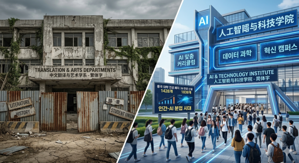중국에서 번역·예술 등 분야의 전공이 대거 폐지되고 AI 관련 학과가 신설되는 대규모 정비가 이뤄지고 있다. /제미나이 생성 이미지