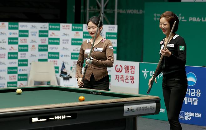 김가영과 한지은. 사진 | 프로당구협회