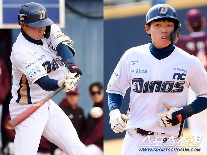 전체 2순위 고졸 루키 NC 다이노스 신재인이 이틀 연속 리드오프로 나와 초구를 노려 큼지막한 타구를 날렸다. 창원=박재만 기자