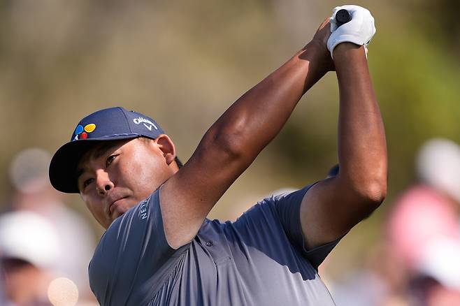 티샷을 하고 있는 김시우. 사진 제공=AP연합뉴스