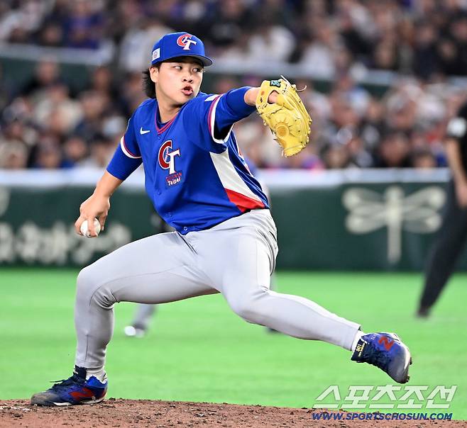8일 일본 도쿄돔에서 열린 WBC(월드베이스볼클래식) 한국과 대만의 경기, 8회말 대만 린쯔웨이가 역투하고 있다. 도쿄(일본)=허상욱 기자wook@sportschosun.com/2026.03.08/