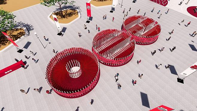 방탄소년단(BTS) 컴백 기념 여의도 한강공원 러브 송 라운지 조감도. 연합뉴스