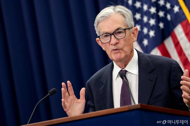 (워싱턴DC 로이터=뉴스1) 윤다정 기자 = 제롬 파월 미 연방준비제도(Fed) 의장. ⓒ 로이터=뉴스1 Copyright (C) 뉴스1. All rights reserved. 무단 전재 및 재배포, AI학습 이용 금지. /사진=(워싱턴DC 로이터=뉴스1) 윤다정 기자