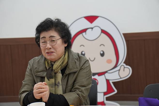 ▲ '대구자원봉사자 대회'에서 대상을 받은 김영란씨.