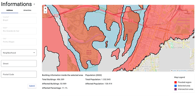 INCT-SiM-AI에서 제공하고 있는 시범 서비스 (사진 INCT Floods 홈페이지 캡처)