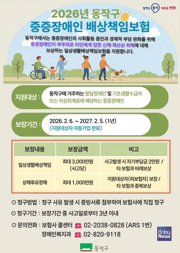 2026년 동작구 중증장애인 배상책임보험 홍보 포스터. ⓒ동작구