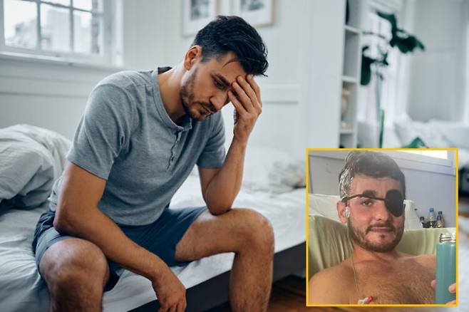 건강에 이상이 없다는 판단을 받아온 20대 남성이 장기간 이어진 두통 끝에 희귀 뇌종양 진단을 받은 사연이 공유됐다. 배경사진=게티이미지뱅크./하단=저스트기빙