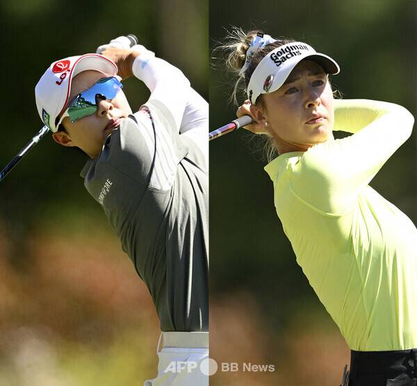 2026년 미국여자프로골프(LPGA) 투어 포티넷 파운더스컵 우승을 차지한 김효주 프로와 준우승한 넬리 코다(미국)가 최종라운드에서 경기하는 모습이다. 사진제공=ⓒAFPBBNews = News1 (사진을 무단으로 사용하지 마십시오.)