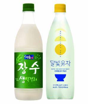 (좌측부터) 서울장수 ‘장수 생막걸리’, ‘달빛유자’ 제품 이미지 / 사진제공=서울장수