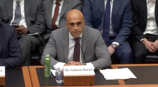 살만 바나에이 플룸네트워크 법률 총괄이 미국 하원 금융서비스위원회(HFSC)에 증인으로 출석해 발언을 하고 있다. (사진= 미국 하원 금융서비스위원회 공식 유튜브 채널 청문회 중계 영상 캡쳐)