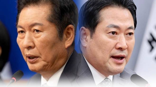 정청래 대표(왼쪽), 장동혁 대표.