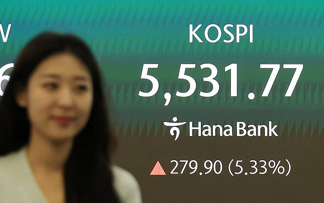 10일 서울 중구 하나은행 본점에 코스피 등 지수가 표시되고 있다. 연합뉴스