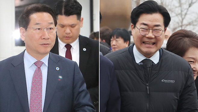 ▲ 유정복(왼쪽) 인천시장. 더불어민주당 박찬대 의원. /인천일보DB