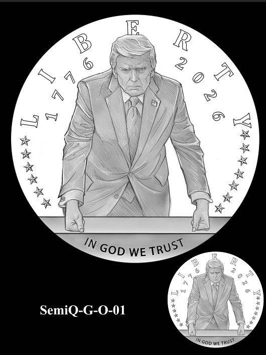 트럼프 기념주화 시안. 사진 미국 조폐국