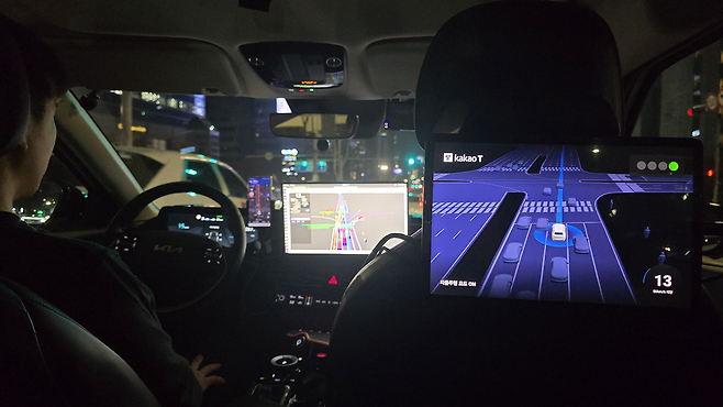 카카오모빌리티의 자체 기술 기반 ‘서울자율차’ 서비스 운행 모습. 사진 제공=카카오모빌