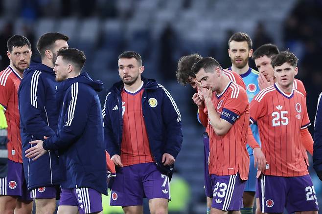 일본에 패한 스코틀랜드 선수들 AP<저작권자(c) 연합뉴스, 무단 전재-재배포, AI 학습 및 활용 금지>