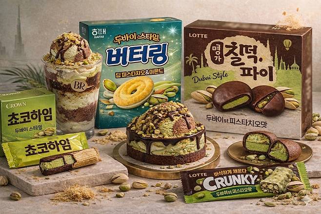 유통가에 ‘두바이 초콜릿’을 활용한 신제품 출시가 잇따르고 있다. ChatGPT 생성 이미지