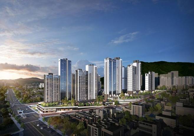 부산 사상구 '엄궁역 트라비스 하늘채' 투시도. 코오롱글로벌