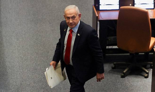 지난 1월 이스라엘 예루살렘 크네세트(의회)에 출석한 베냐민 네타냐후 이스라엘 총리. 로이터 연합뉴스