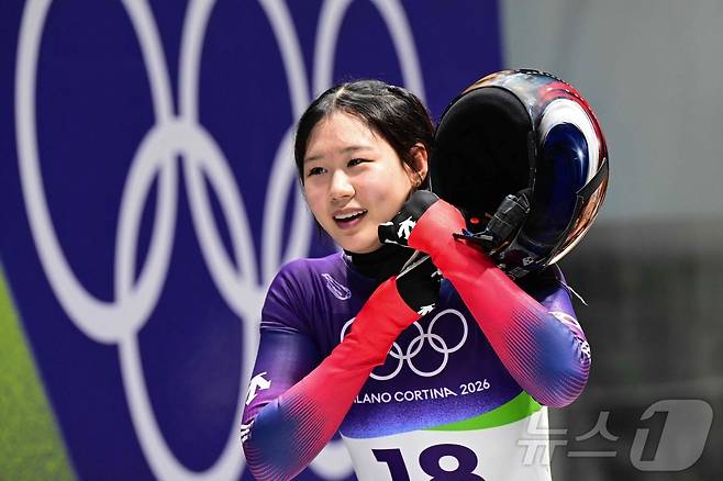 밀라노 동계 올림픽에 출전한 스켈레톤 홍수정.ⓒ AFP=뉴스1
