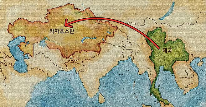 코리안데스크의 전방위적 압박으로 태국 내 활동이 어려워지자, 보이스피싱 조직원들이 수사 당국의 손길이 닿지 않는 카자흐스탄을 새로운 거점으로 노리는 모양새다. ⓒ시사저널 양선영 디자이너