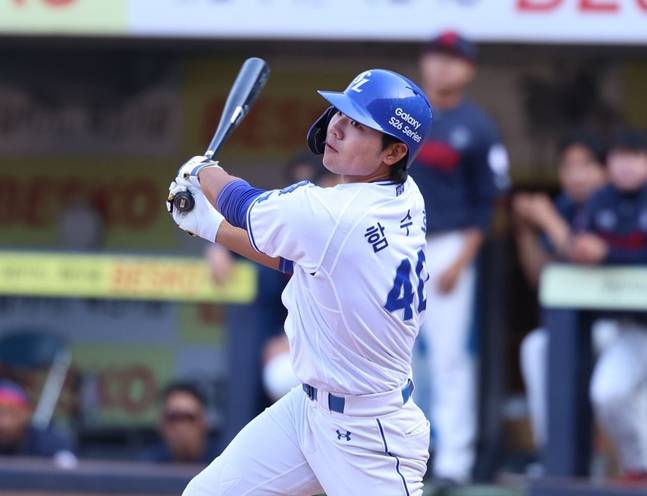 타격하는 함수호의 모습. /사진=삼성 라이온즈