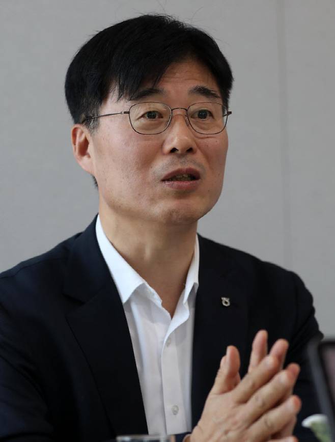 김주식 NH농협은행 AI데이터부문장(부행장)이 이데일리와 인터뷰하고 있다. (사진=김태형 기자)