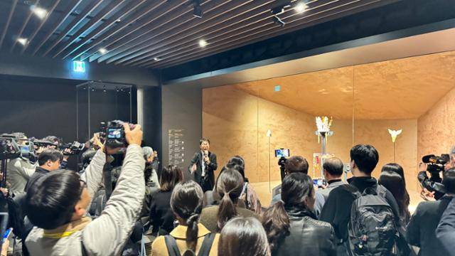 경북 경주시 국립경주박물관에서 열린 특별전 '신라 금관, 권력과 위신' 언론공개회 모습. 국립경주박물관 제공