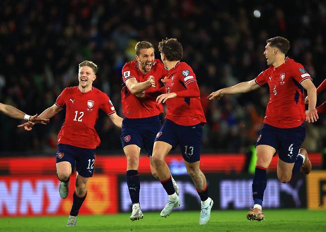 2026 북중미 월드컵 본선행을 확정하고 기뻐하는 체코 선수들. 사진=EPA 연합뉴스