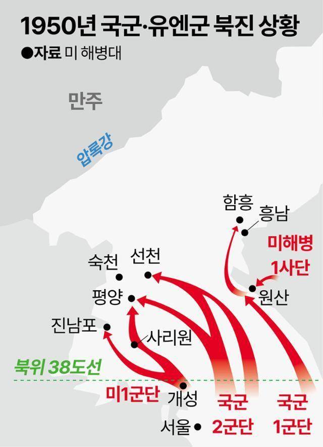 1950년 10월 국군과 유엔군의 북진 상황. 강준구 기자