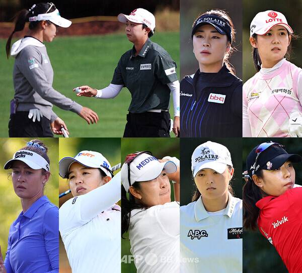 2026년 미국여자프로골프(LPGA) 투어와 유럽여자프로골프투어(LET) 공동 주관의 아람코 챔피언십에 출전한 리디아 고, 김효주, 윤이나, 황유민, 넬리 코다, 김세영, 김아림, 고진영, 이미향 프로. 사진제공=ⓒAFPBBNews = News1 (사진을 무단으로 사용하지 마십시오.)