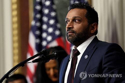 캐시 파텔 미국 FBI 국장 (워싱턴DC 로이터=연합뉴스 자료사진) 2025년 2월 21일 촬영된 캐시 파텔 미국 연방수사국(FBI) 국장의 모습. (REUTERS/Leah Millis/File Photo) 2026.4.3.