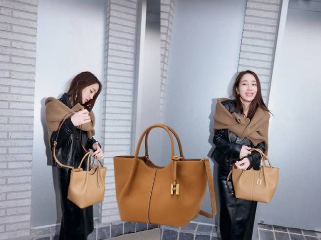이민정이 LF 헤지스 액세서리 아르코백을 착용한 모습. (사진=이민정 인스타그램상품 판매페이지 캡처)