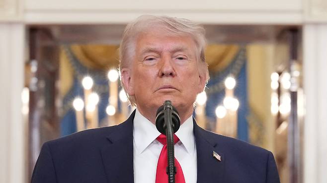 1일 도널드 트럼프 대통령이 이란 전쟁 관련 대국민 담화를 갖고 있다. /AP 연합뉴스