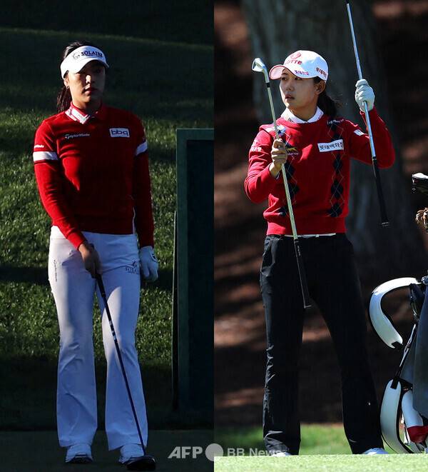 2026년 미국여자프로골프(LPGA) 투어 아람코 챔피언십에 출전한 윤이나, 황유민 프로가 2라운드에서 경기하는 모습이다. 사진제공=ⓒAFPBBNews = News1 (사진을 무단으로 사용하지 마십시오.)