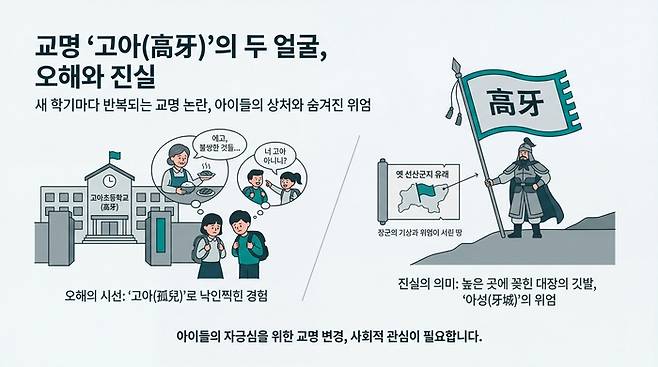 교명 고아(高牙)의 오해와 진실 두 얼굴.<AI 생성>