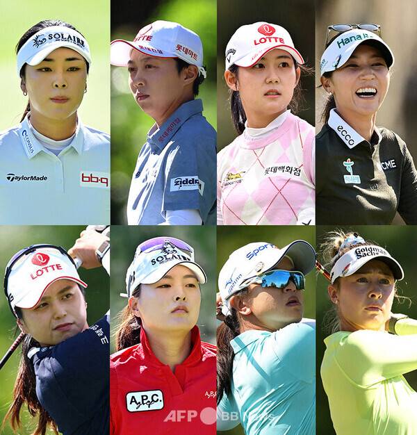2026년 미국여자프로골프(LPGA) 투어와 유럽여자프로골프투어(LET) 공동 주관의 아람코 챔피언십 우승에 도전하는 윤이나, 김효주, 황유민, 리디아 고, 최혜진, 고진영, 김세영 프로, 넬리 코다. 사진제공=ⓒAFPBBNews = News1 (사진을 무단으로 사용하지 마십시오.)