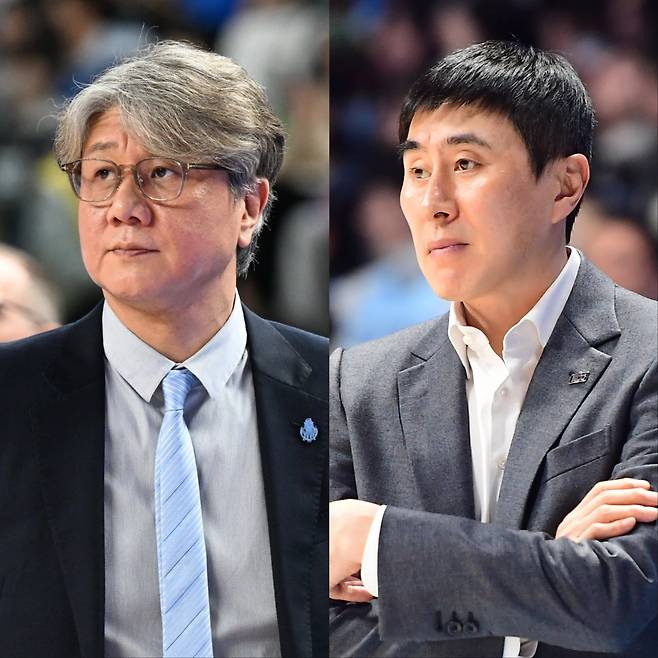 손창환 소노 감독(왼쪽)과 이상민 KCC 감독은 봄 농구서 다크호스를 꿈꾼다. 사진제공|KBL
