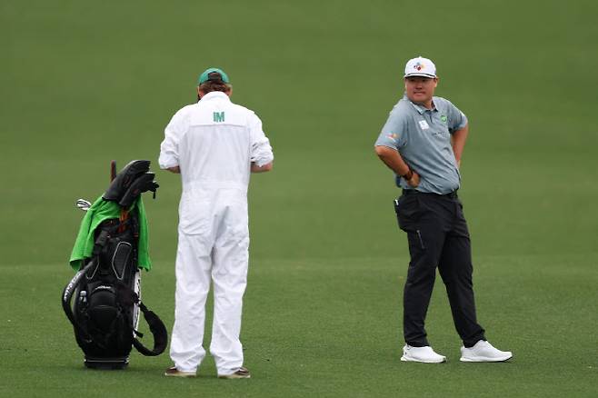 임성재가 오거스타 내셔널 골프클럽에서 연습라운드를 하고 있다. (사진=AFPBBNews)