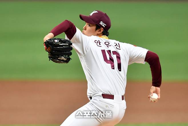 키움 안우진이 고척스카이돔에서 열린 2023 KBO리그 정규시즌 삼성전에 선발 등판해 역투하고 있다. 사진 | 스포츠서울 DB