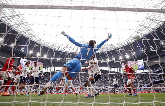 홋스퍼 스타디움에서 벌어지는 토트넘-노팅엄전 모습 로이터<저작권자(c) 연합뉴스, 무단 전재-재배포, AI 학습 및 활용 금지>