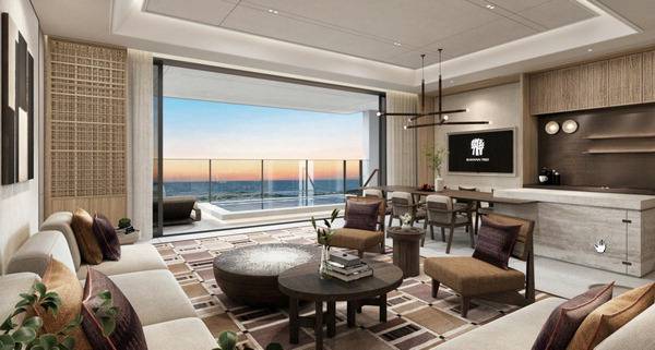 오션뷰와 전용 풀을 갖춘 객실 내부 조감도.