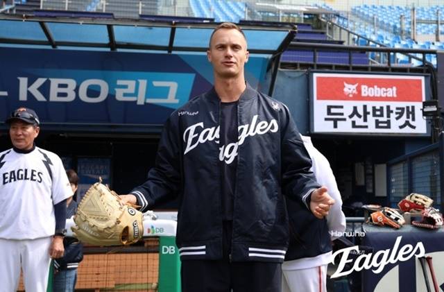 최근 한화 선수단에 합류한 쿠싱. 사진=한화 제공