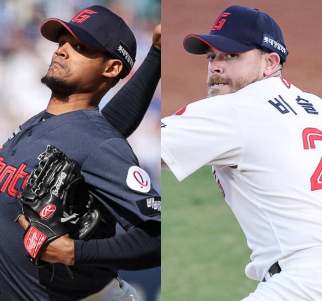 ▲ 엘빈 로드리게스, 제레미 비슬리 ⓒ롯데 자이언츠