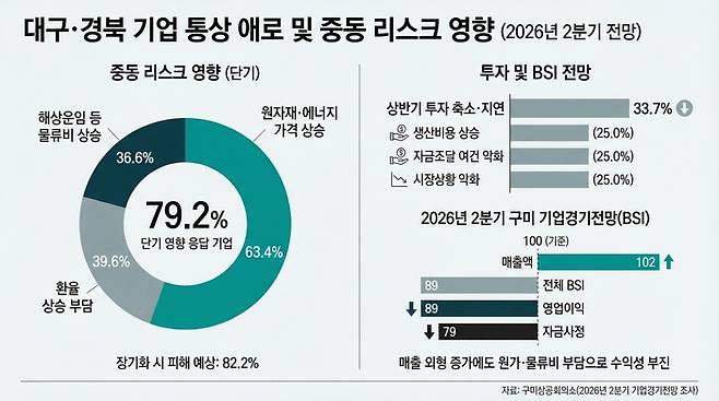 대구·경북 기업 통상애로 및 중동 리스크 영향<인포그래픽=생성형 AI>