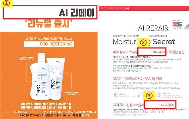 ‘AI’가 포함된 제품명을 지속적으로 표시해 소비자가 AI 기술이 활용된 제품으로 오인할 수 있다는 지적을 받은 사례. (한국소비자원 제공)