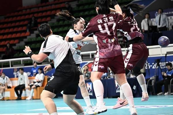 사진 신한 SOL Bank 25-26 핸드볼 H리그 SK슈가글라이더즈와 서울시청 경기 모습, 사진 제공=한국핸드볼연맹