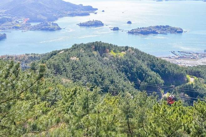 사천시, 각산과 바다, 케이블카 사진